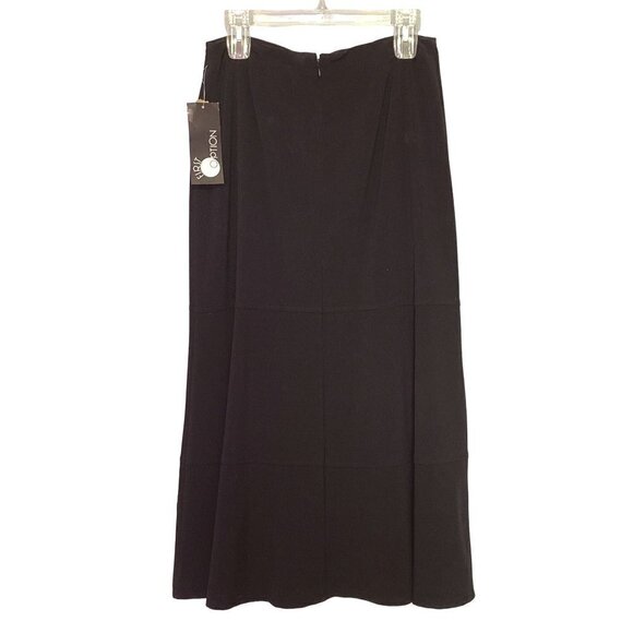 First Option Black A-Line Maxi Skirt Waist Tie Stretchy Women's Size 8 NWT - Picture 2 of 9
